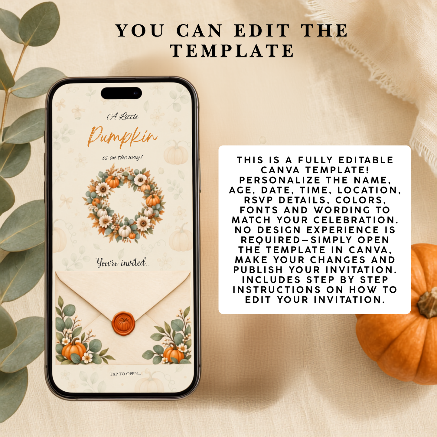 A Little Pumpkin Is On The Way Interactive Invitation